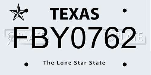 FBY0762 Texas License Plate