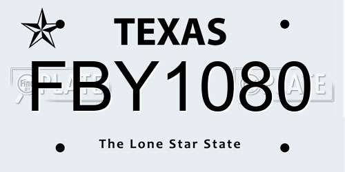 FBY1080 Texas License Plate