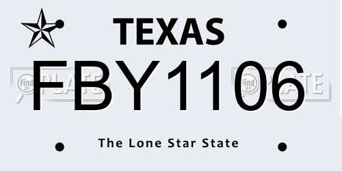 FBY1106 Texas License Plate