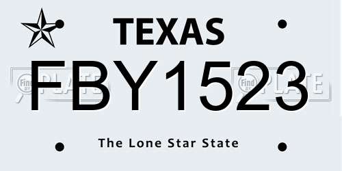 FBY1523 Texas License Plate