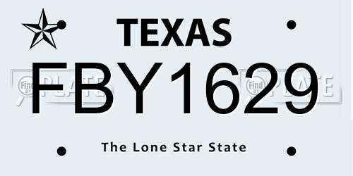 FBY1629 Texas License Plate
