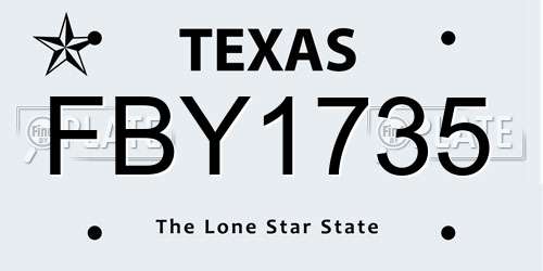 FBY1735 Texas License Plate