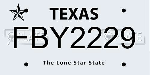 FBY2229 Texas License Plate