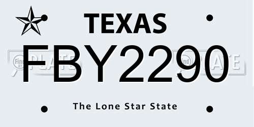 FBY2290 Texas License Plate