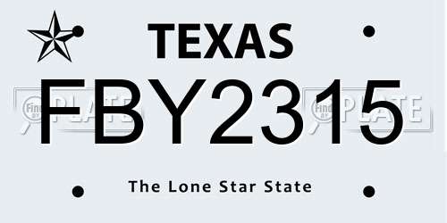 FBY2315 Texas License Plate