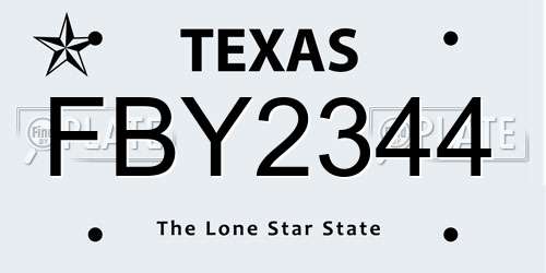 FBY2344 Texas License Plate