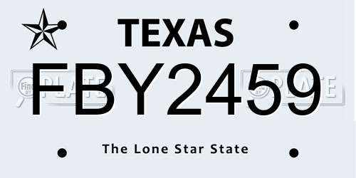 FBY2459 Texas License Plate