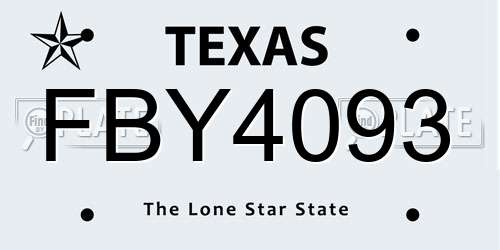 FBY4093 Texas License Plate