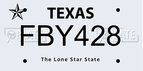 FBY428 Texas License Plate