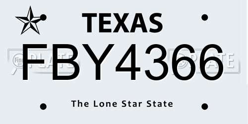 FBY4366 Texas License Plate