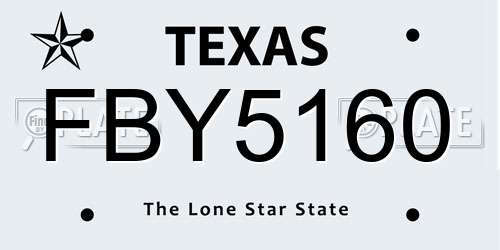 FBY5160 Texas License Plate