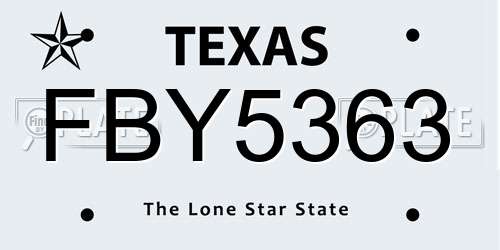 FBY5363 Texas License Plate