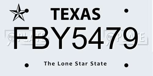 FBY5479 Texas License Plate