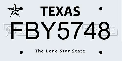 FBY5748 Texas License Plate