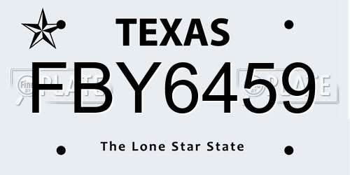 FBY6459 Texas License Plate