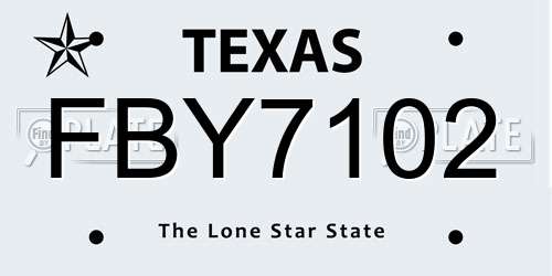 FBY7102 Texas License Plate