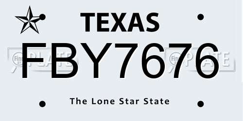 FBY7676 Texas License Plate