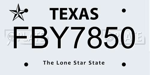 FBY7850 Texas License Plate