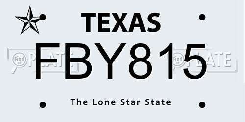 FBY815 Texas License Plate