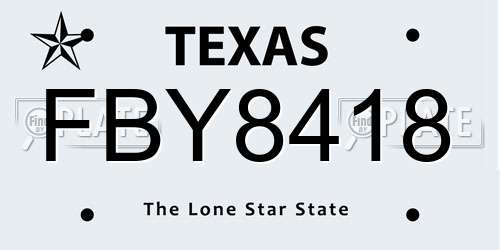 FBY8418 Texas License Plate