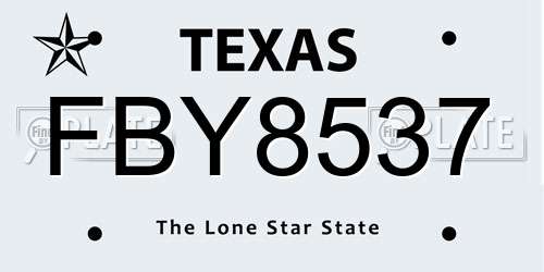FBY8537 Texas License Plate