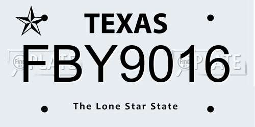 FBY9016 Texas License Plate