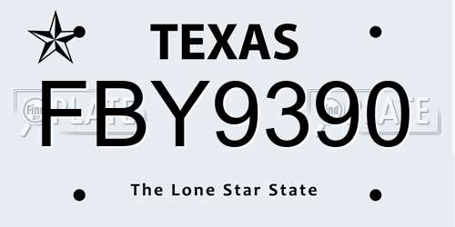 FBY9390 Texas License Plate