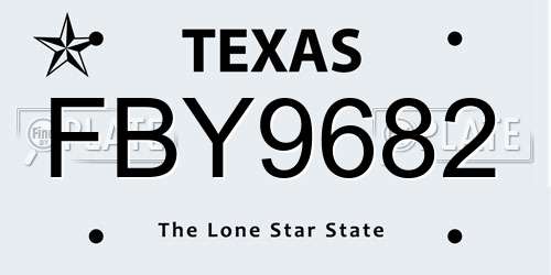 FBY9682 Texas License Plate