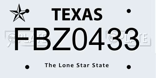 FBZ0433 Texas License Plate