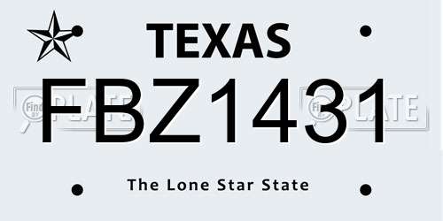 FBZ1431 Texas License Plate