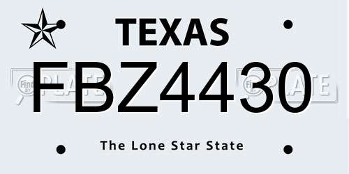 FBZ4430 Texas License Plate