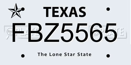 FBZ5565 Texas License Plate