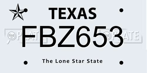 FBZ653 Texas License Plate