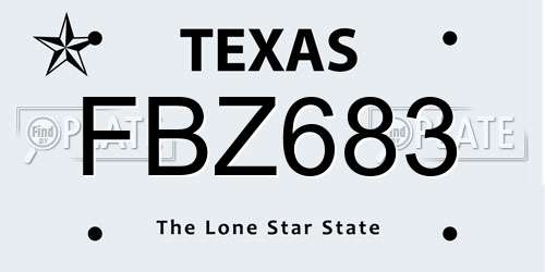 FBZ683 Texas License Plate