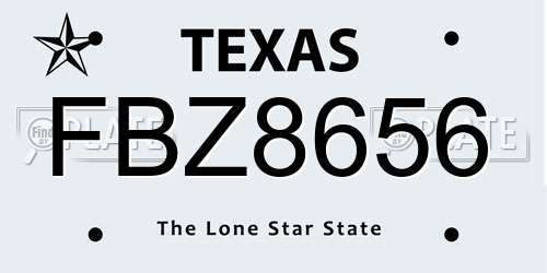 FBZ8656 Texas License Plate