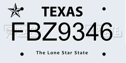 FBZ9346 Texas License Plate