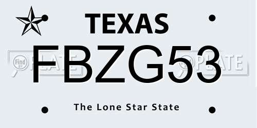 FBZG53 Texas License Plate