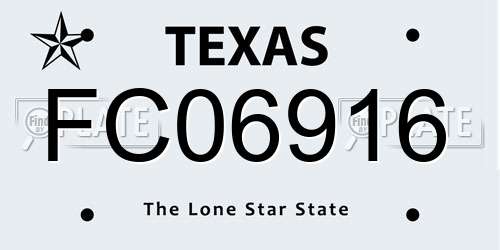 FC06916 Texas License Plate