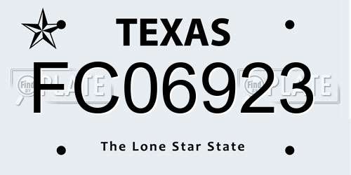FC06923 Texas License Plate