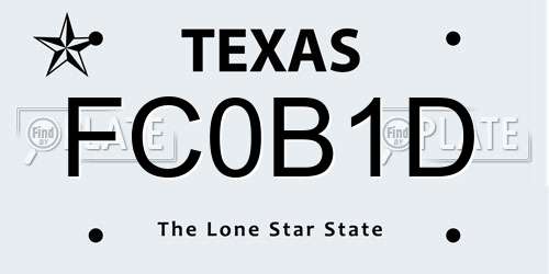 FC0B1D Texas License Plate
