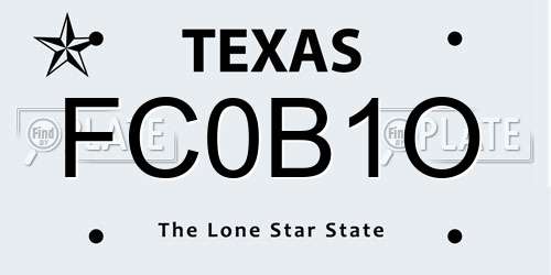 FC0B1O Texas License Plate