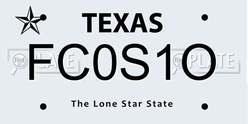 FC0S1O Texas License Plate