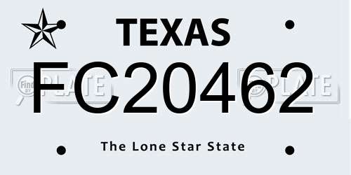 FC20462 Texas License Plate
