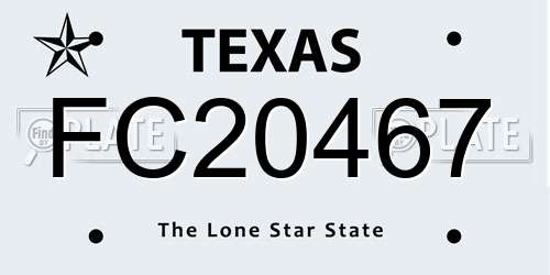 FC20467 Texas License Plate