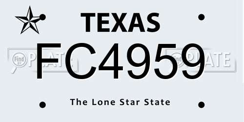 FC4959 Texas License Plate