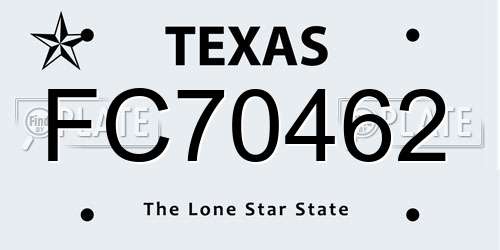 FC70462 Texas License Plate