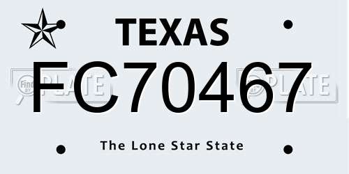 FC70467 Texas License Plate