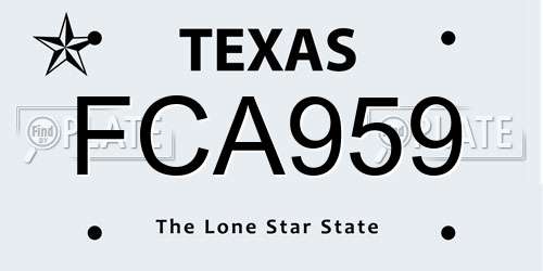 FCA959 Texas License Plate