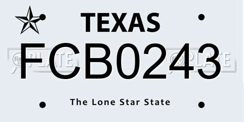 FCB0243 Texas License Plate