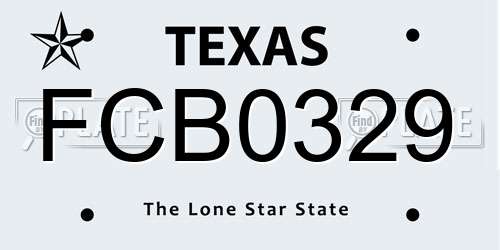 FCB0329 Texas License Plate